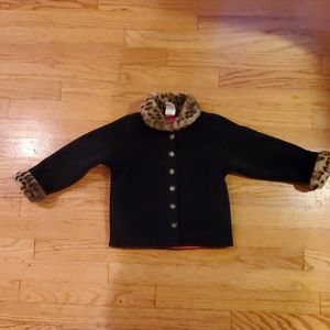 Gap girls  Vintage lightweight coat with leopard collar